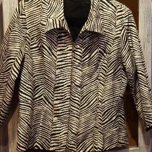 Zebra lined Jacket 3/4 Sleeve no size. B74